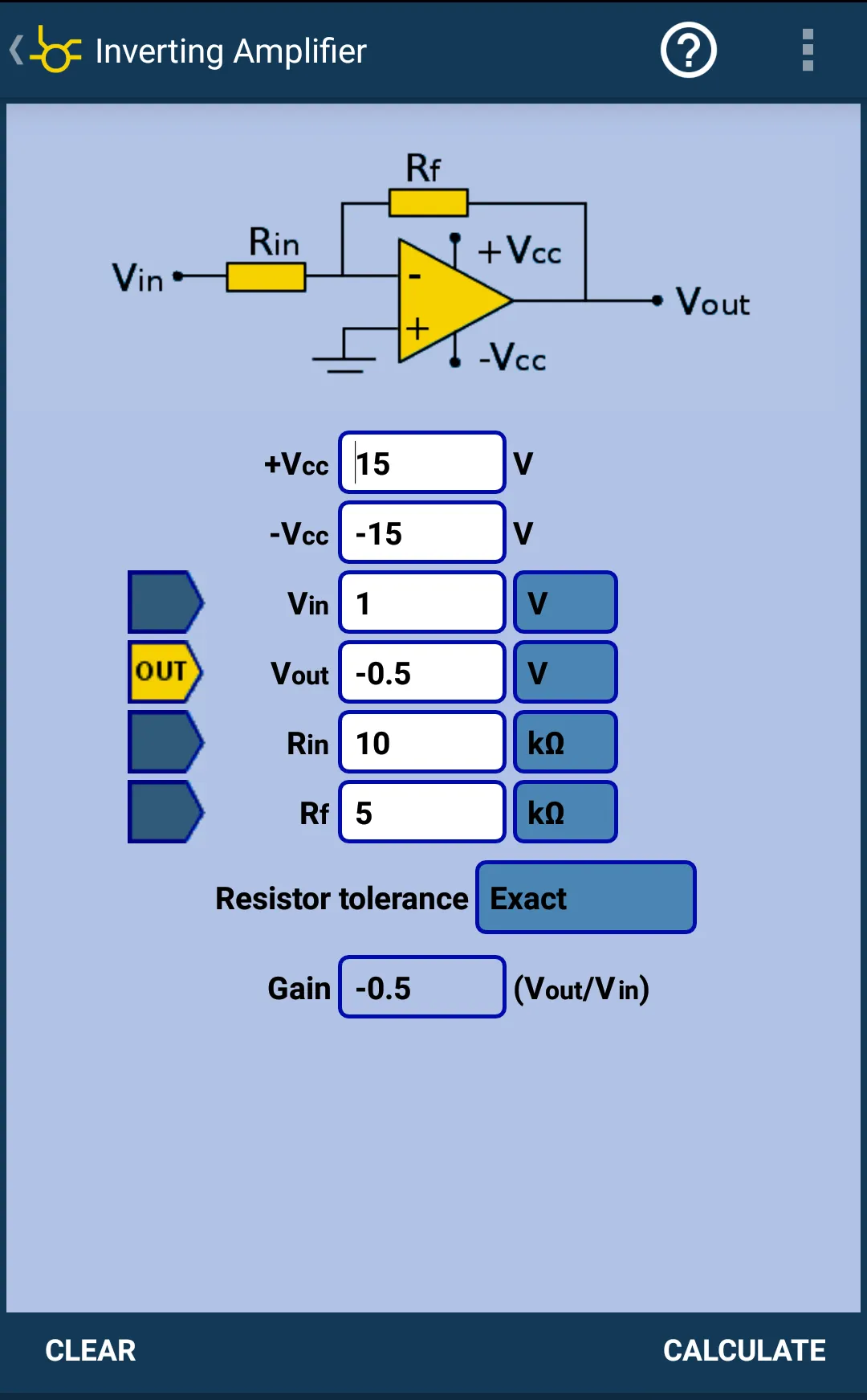 Opamp Calculator | Indus Appstore | Screenshot