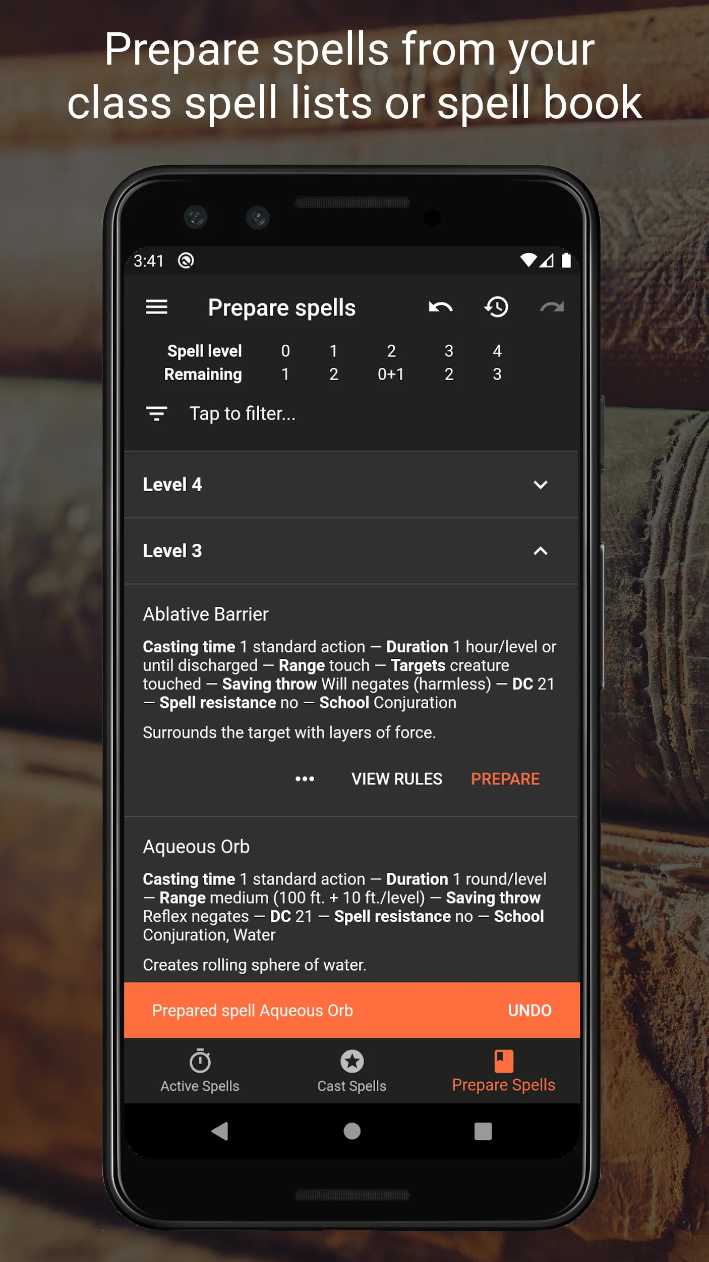 Spell Tracker (Pathfinder 1e) | Indus Appstore | Screenshot