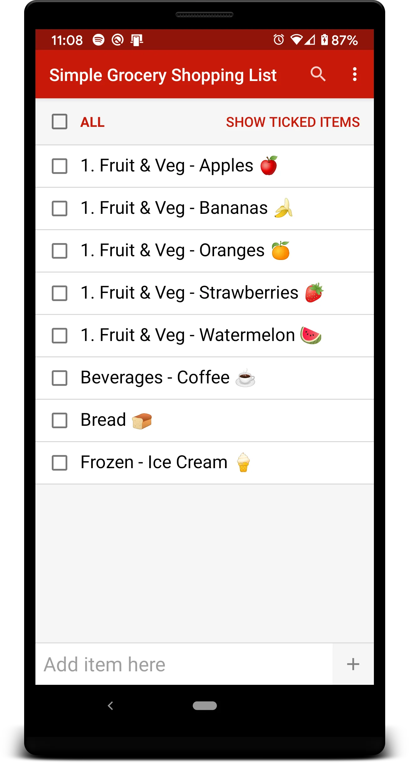 Simple Grocery Shopping List | Indus Appstore | Screenshot