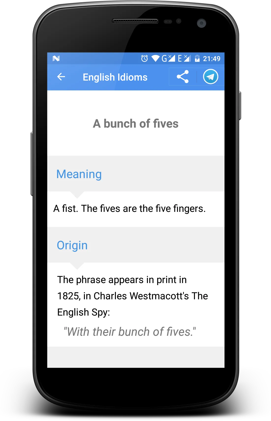 English Idioms + meanings and  | Indus Appstore | Screenshot