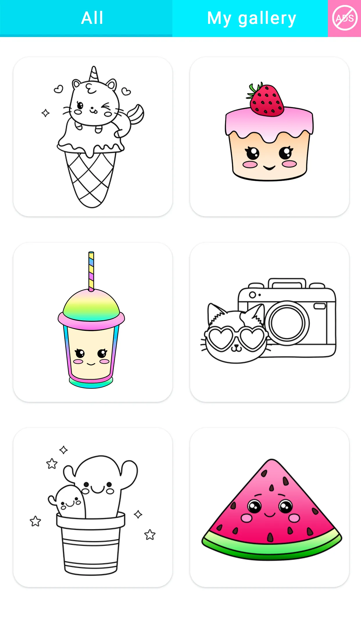 Gradient Kawaii Coloring Book | Indus Appstore | Screenshot