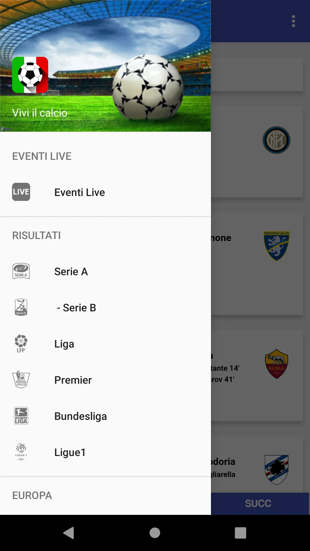 Calcio Live | Indus Appstore | Screenshot