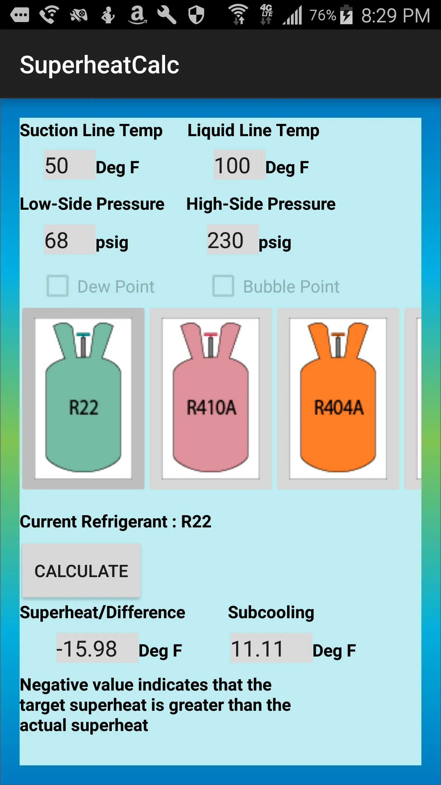 HVAC Superheat Calculator | Indus Appstore | Screenshot