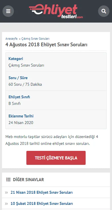 Ehliyet Testleri | Indus Appstore | Screenshot