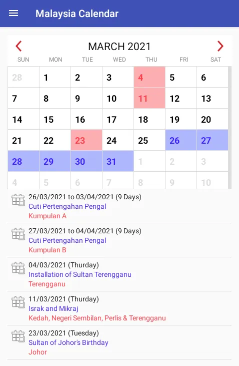 Malaysia Calendar 2024 | Indus Appstore | Screenshot