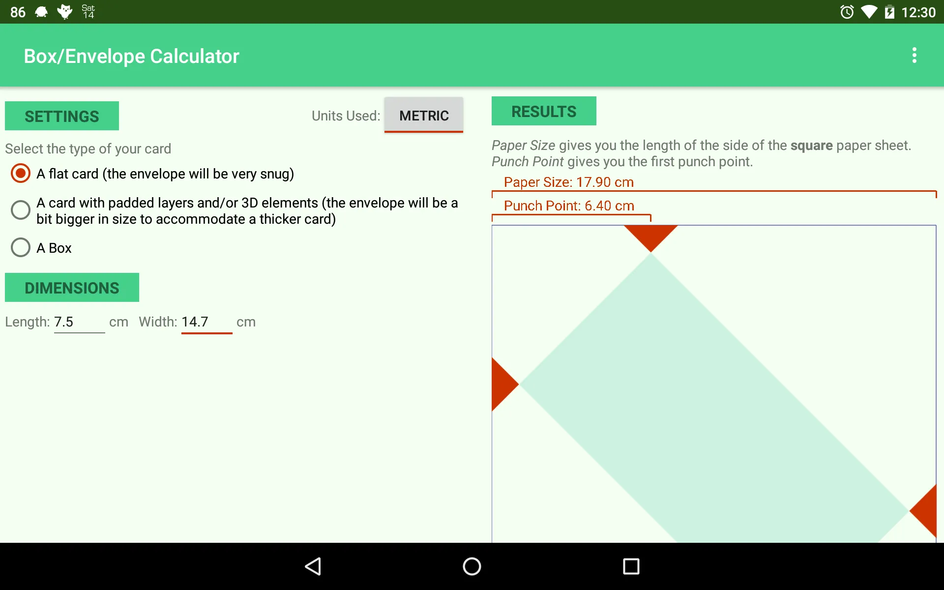 Box/Envelope Calculator | Indus Appstore | Screenshot