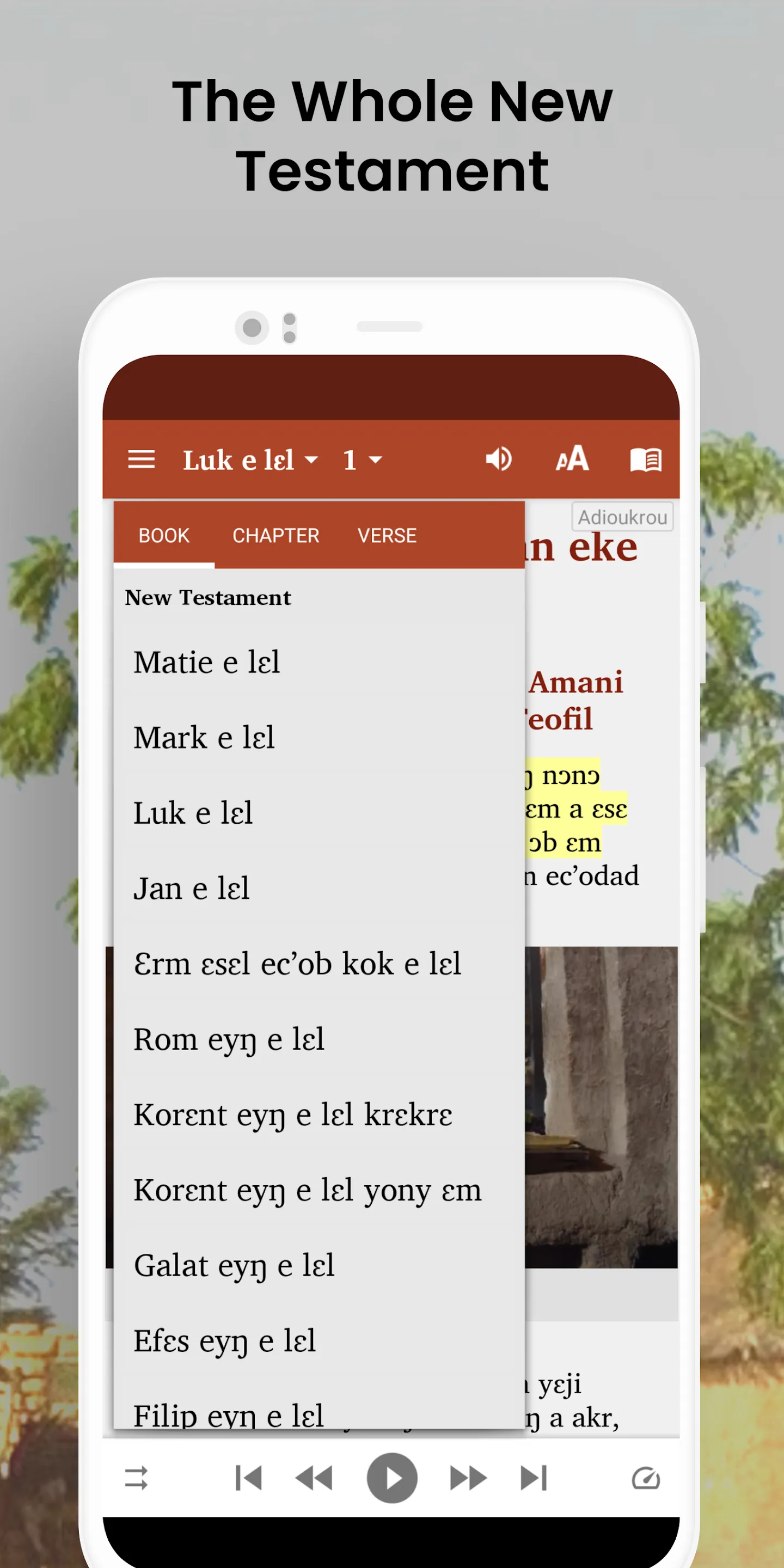 Bible in Adioukrou: NT + audio | Indus Appstore | Screenshot