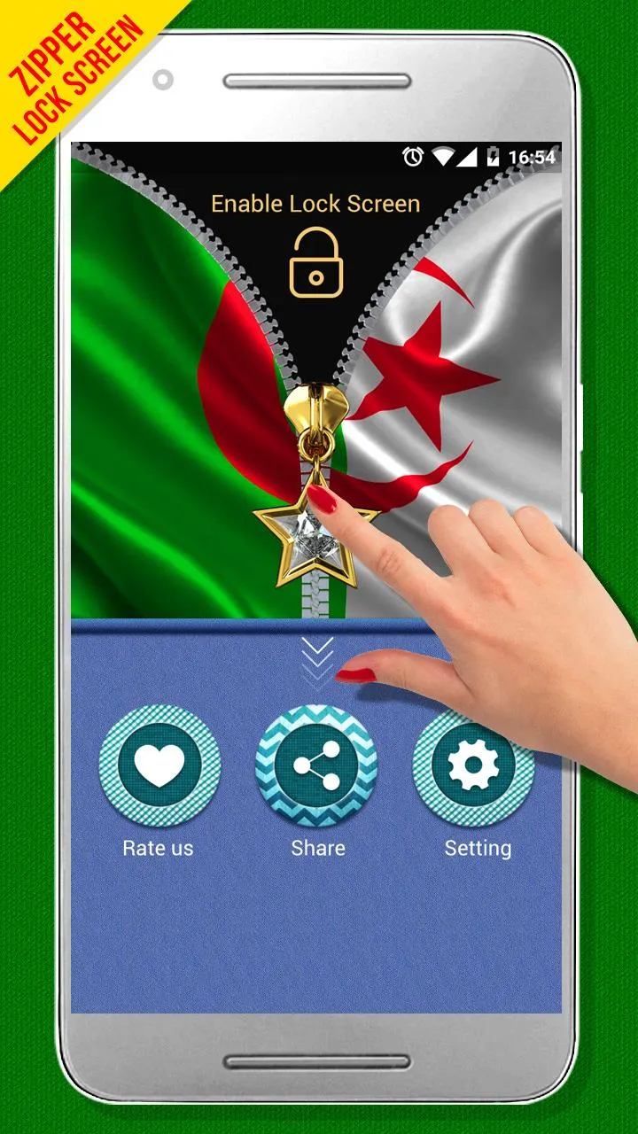 Algeria Flag Zipper LockScreen | Indus Appstore | Screenshot