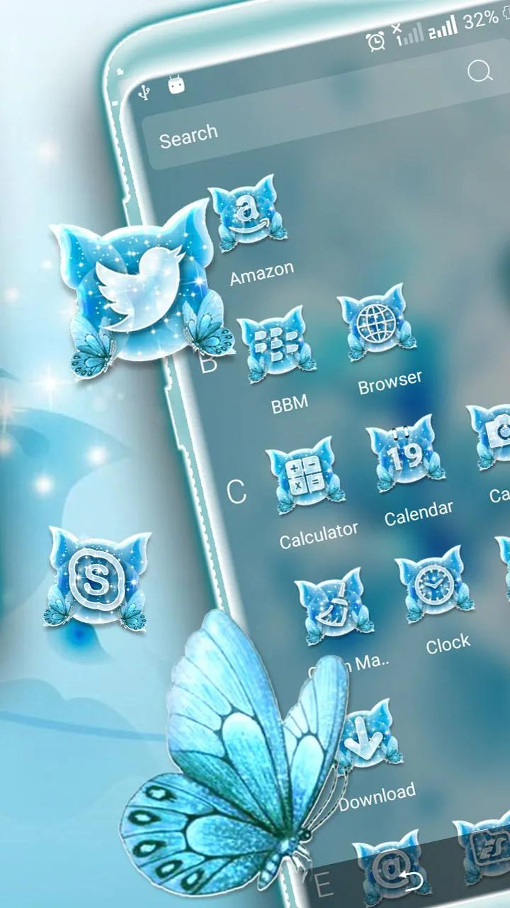 Flower Butterfly Glitter Theme | Indus Appstore | Screenshot