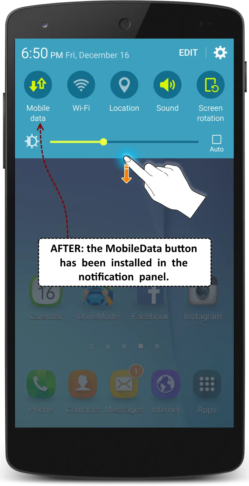 Install the MobileData button | Indus Appstore | Screenshot