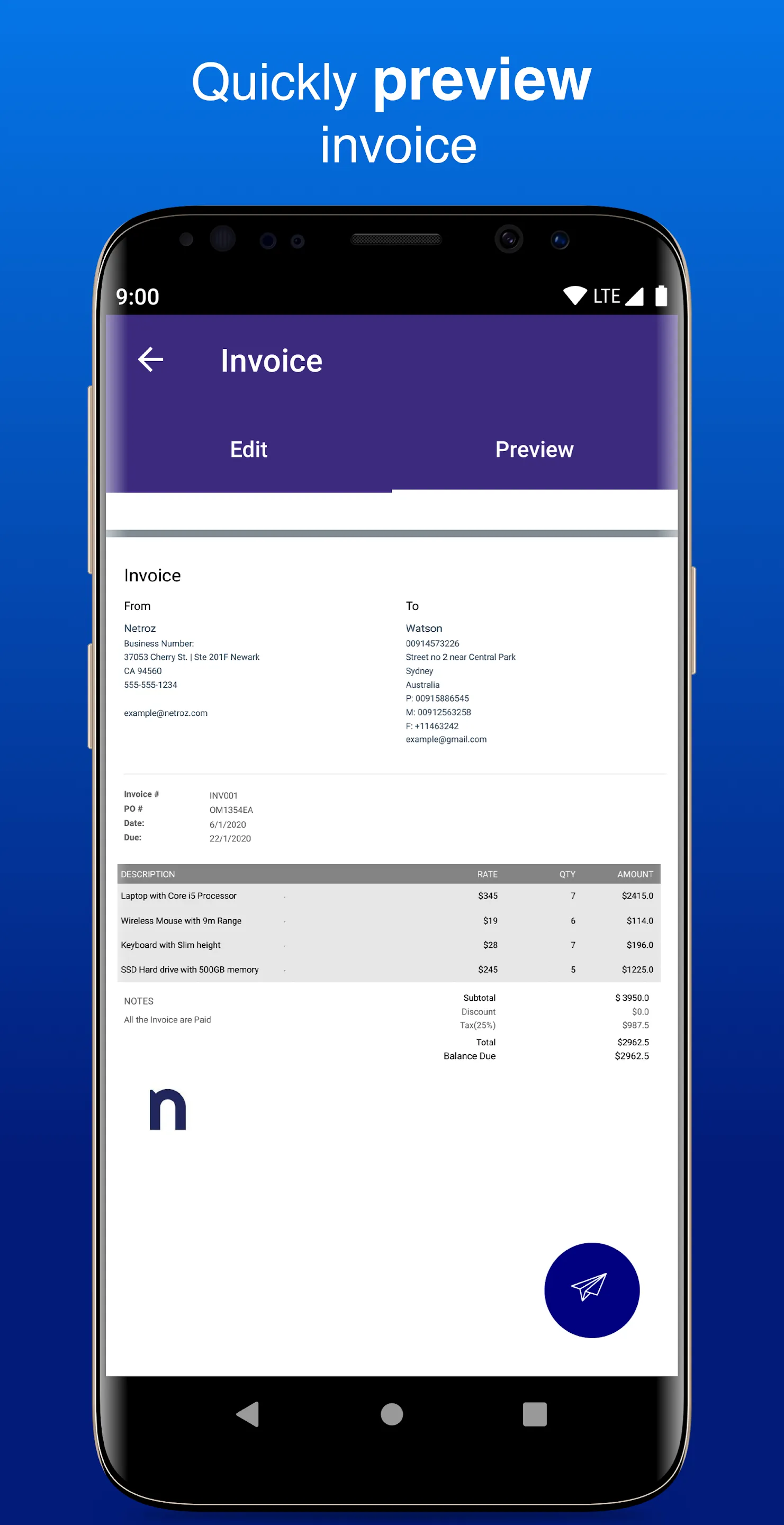 Simple invoice maker, Estimate | Indus Appstore | Screenshot