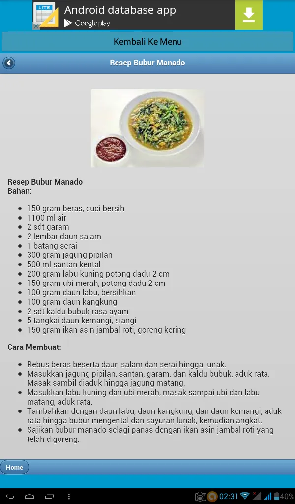 Kumpulan Resep Bubur Spesial | Indus Appstore | Screenshot