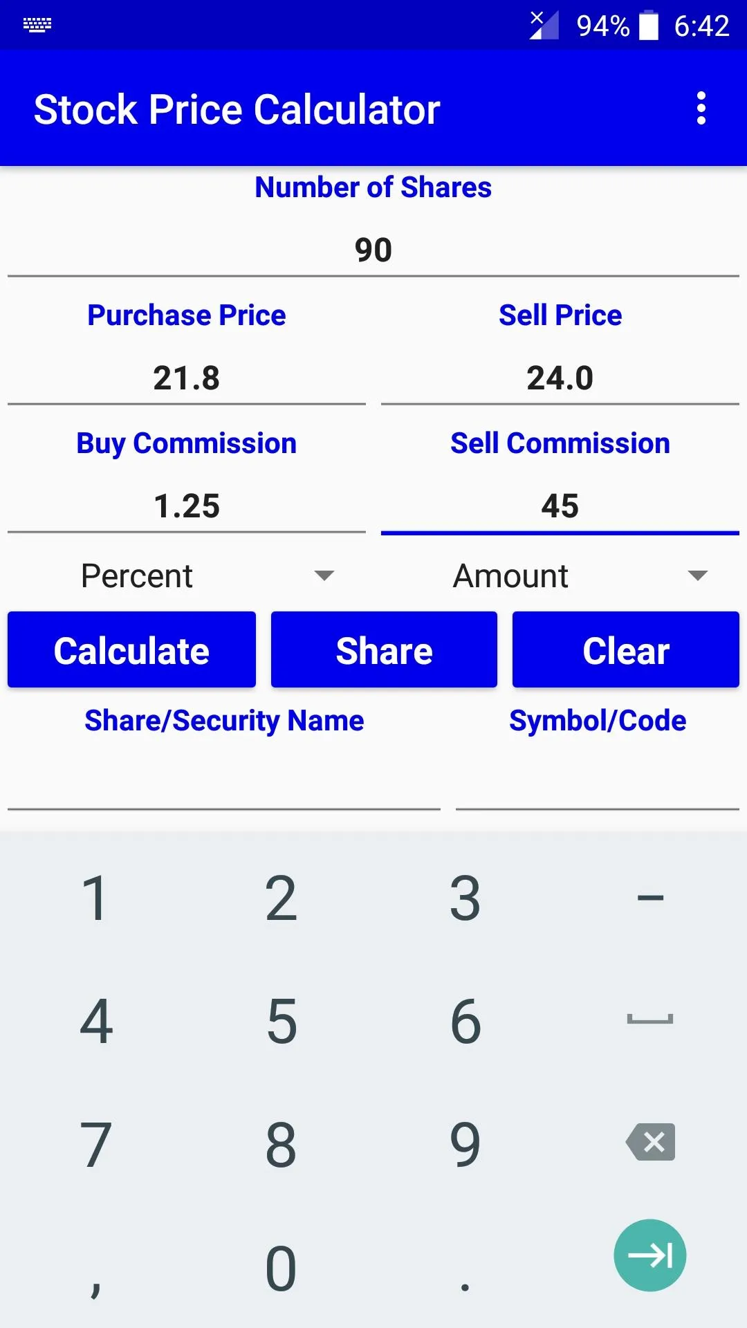 Stock Price Calculator | Indus Appstore | Screenshot