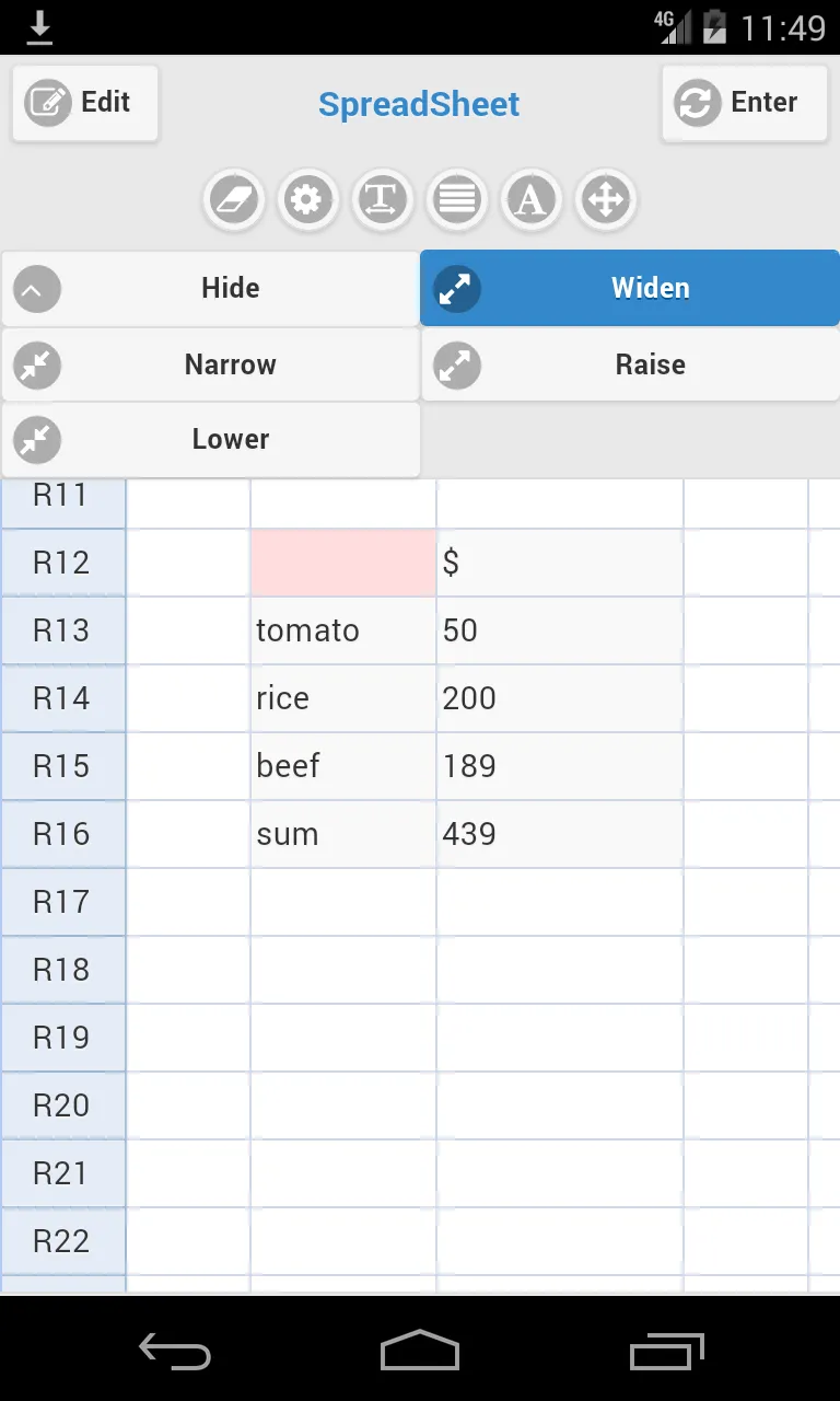 Simple Spreadsheet | Indus Appstore | Screenshot