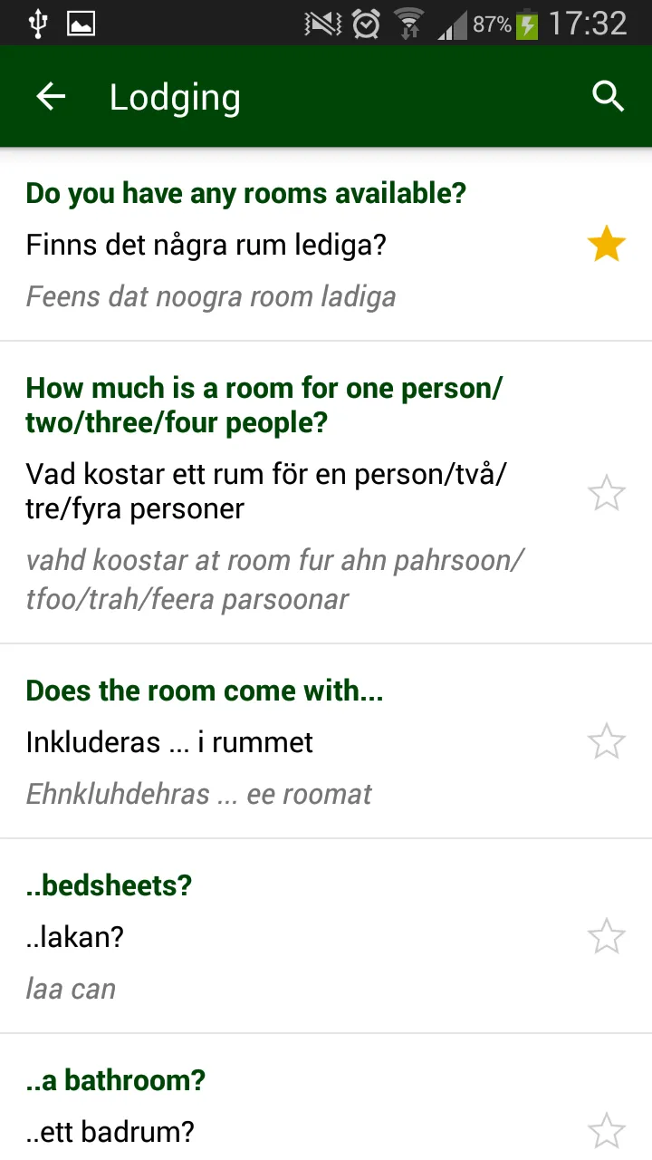 Swedish phrasebook | Indus Appstore | Screenshot