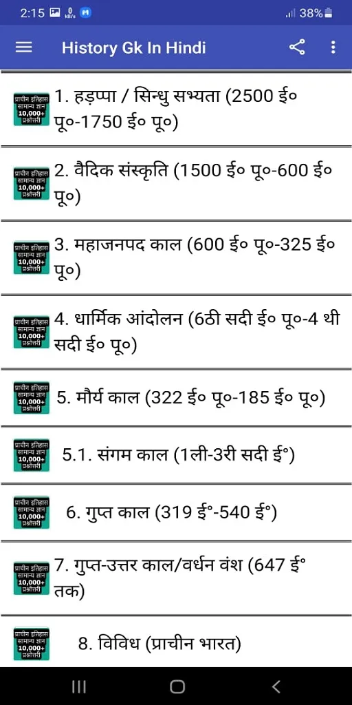 Ancient History Gk Hindi | Indus Appstore | Screenshot