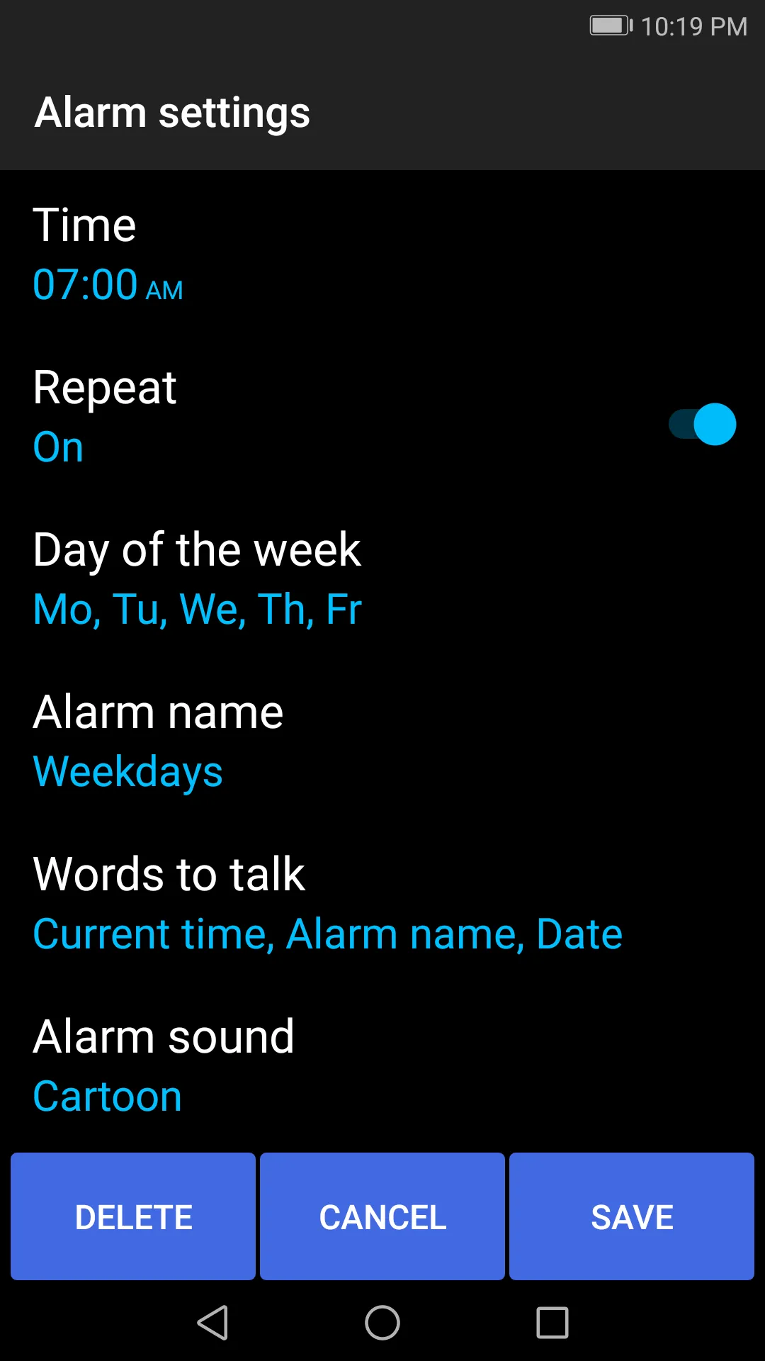 Talk! Alarm Clock | Indus Appstore | Screenshot