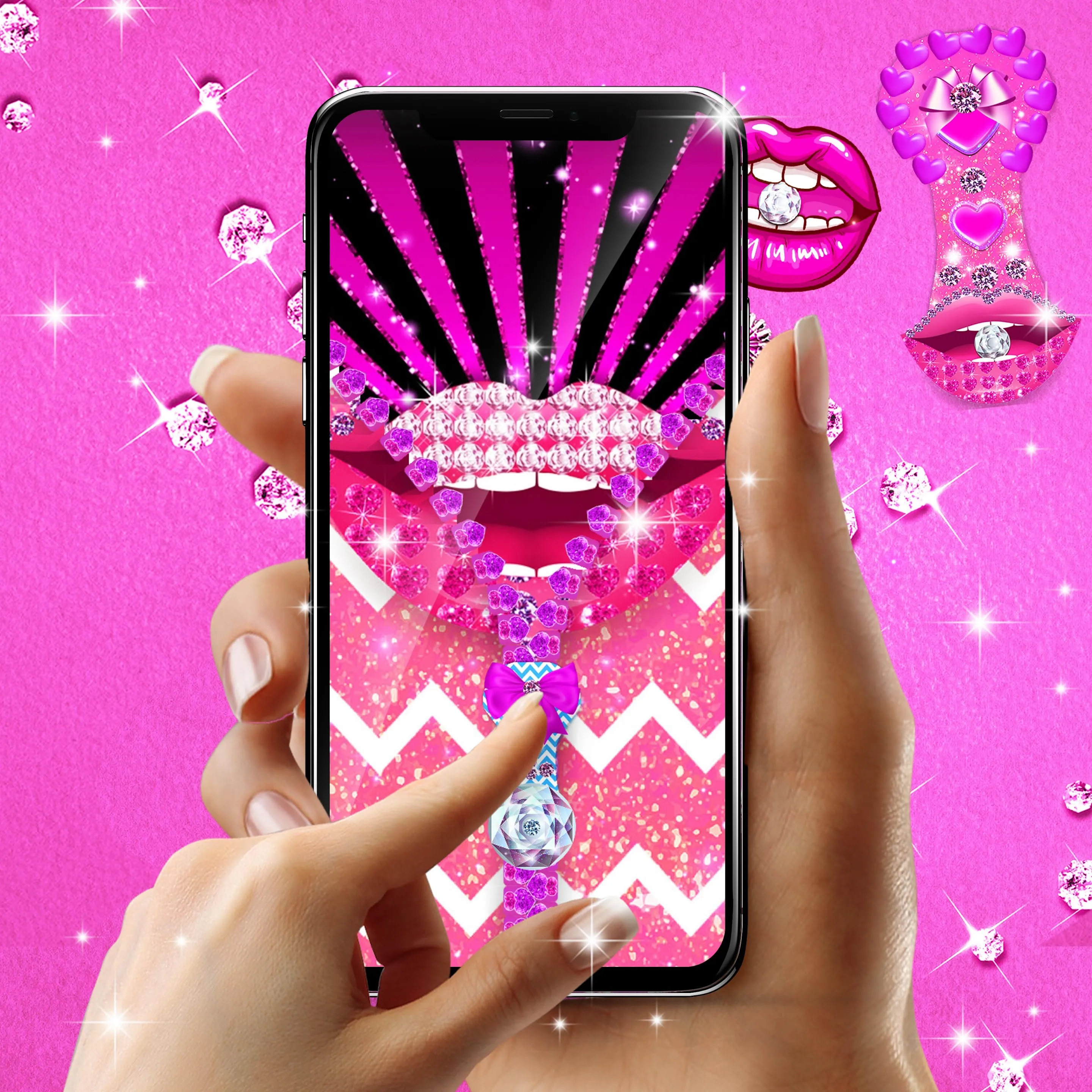 Diamond lips lock screen | Indus Appstore | Screenshot