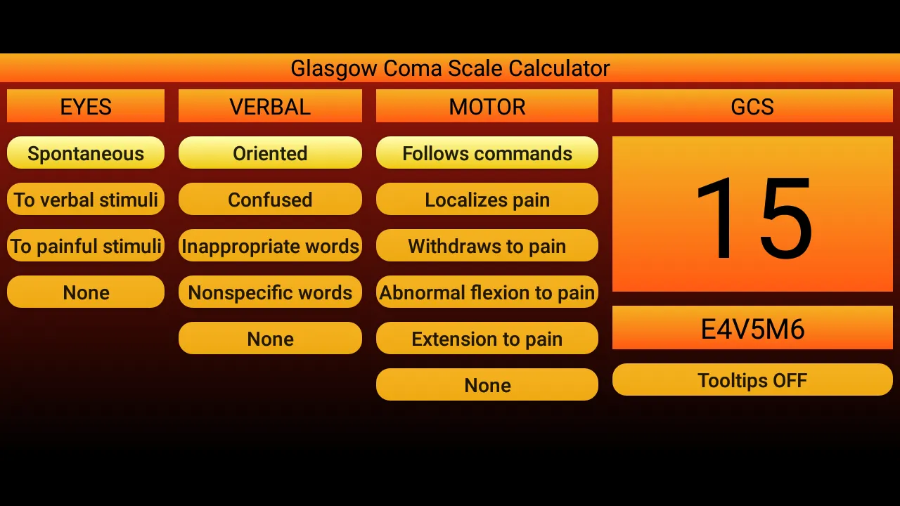 Glasgow Coma Scale calculator | Indus Appstore | Screenshot