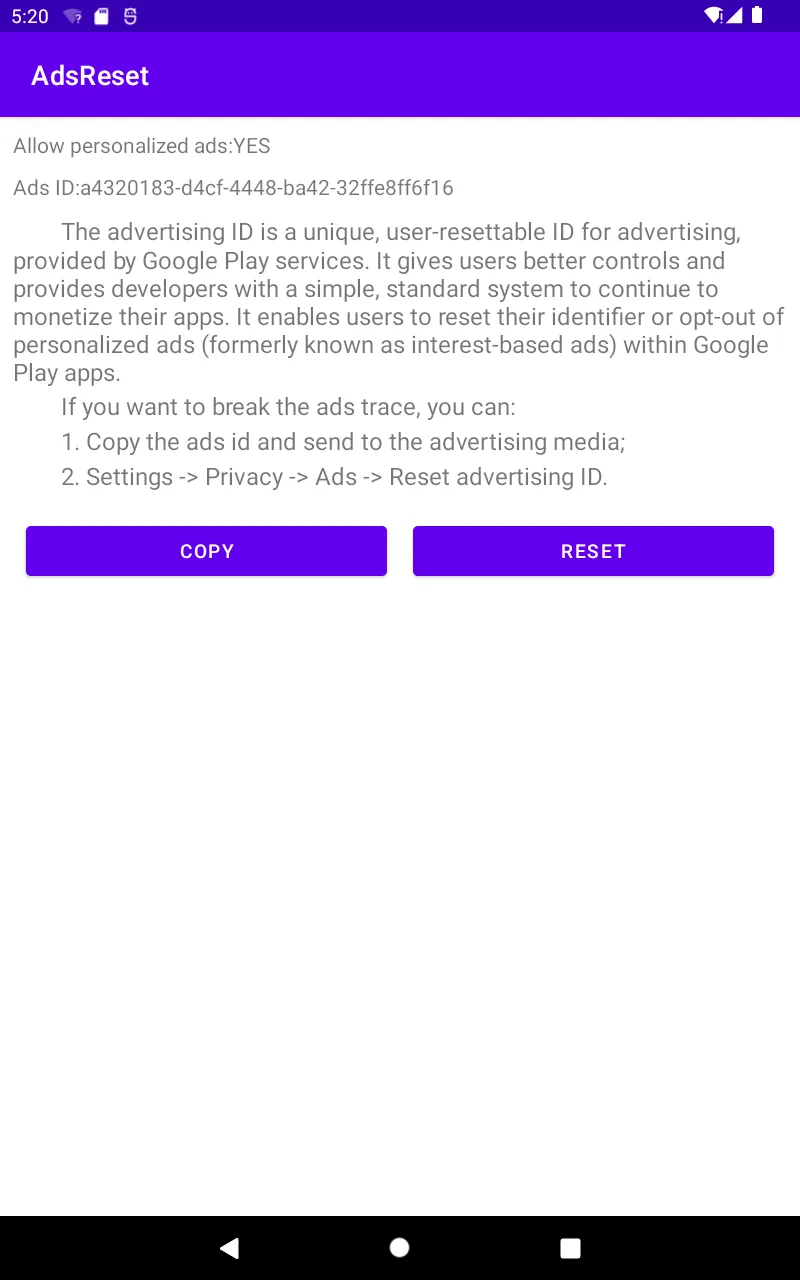 Ads id Reset & break ad trace | Indus Appstore | Screenshot