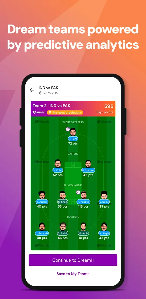 11Wizards: Fantasy Lineup App | Indus Appstore | Screenshot