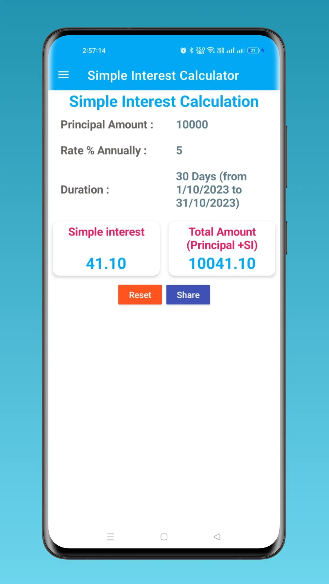 Simple Interest Calculator | Indus Appstore | Screenshot