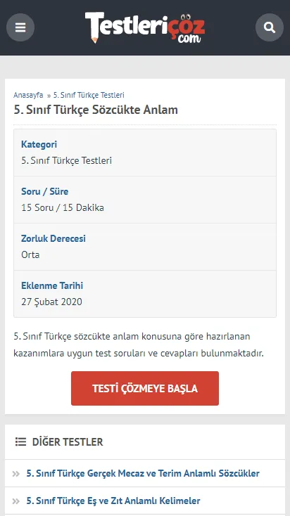 Testleri Çöz | Indus Appstore | Screenshot