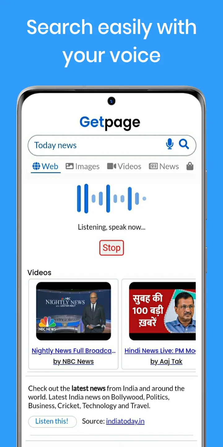 Getpage lite - Indian search e | Indus Appstore | Screenshot