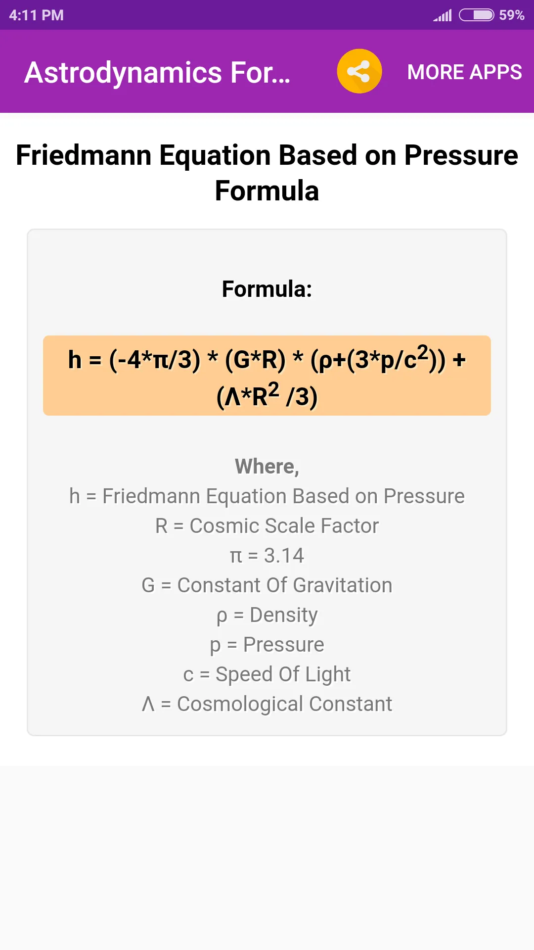 Astrodynamics Formulas | Indus Appstore | Screenshot