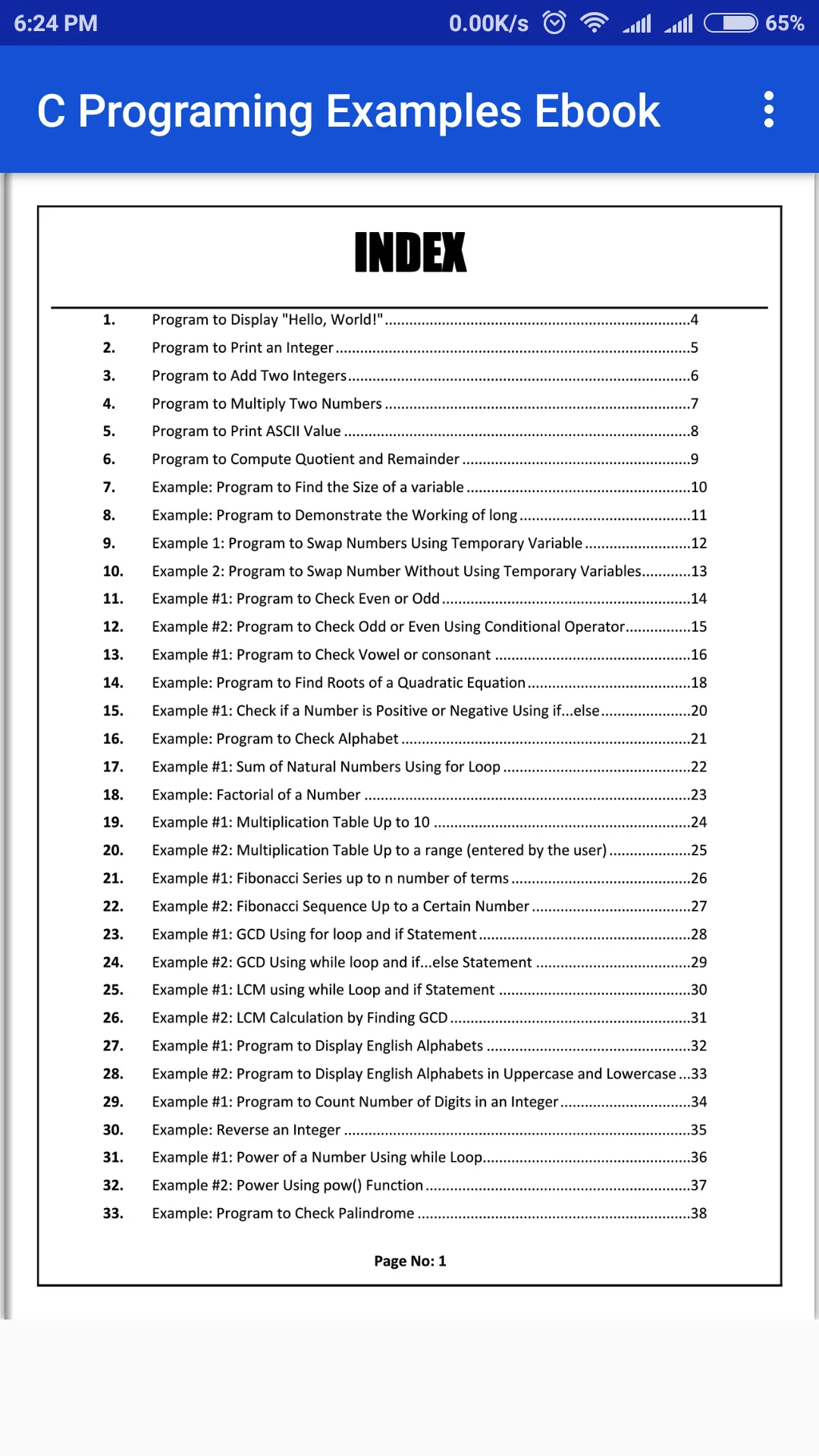 C Programming Examples Ebook | Indus Appstore | Screenshot