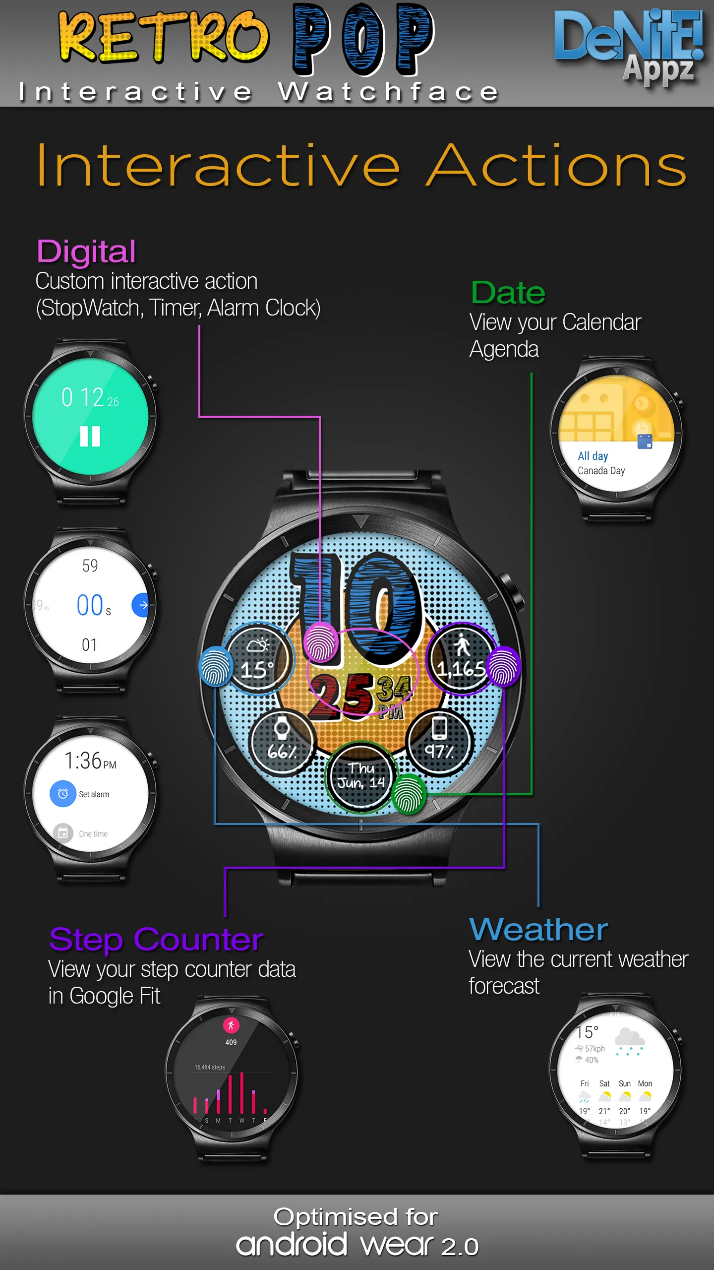 Retro Pop HD Watch Face | Indus Appstore | Screenshot