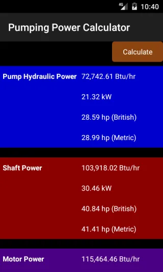 Pumping power calculator Lite | Indus Appstore | Screenshot