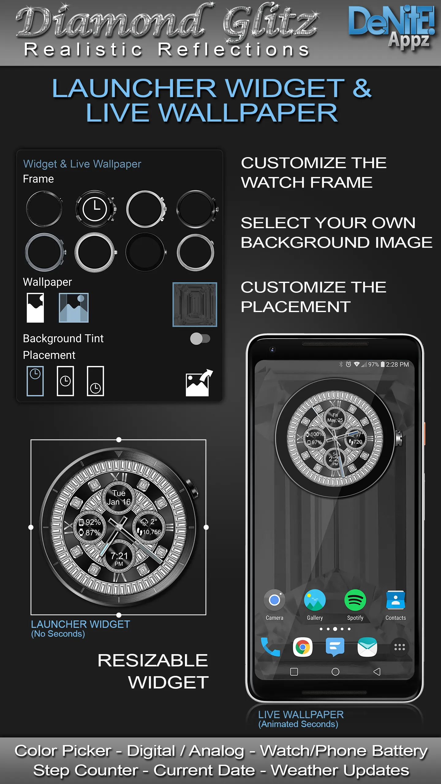 Diamond Glitz HD Watch Face | Indus Appstore | Screenshot