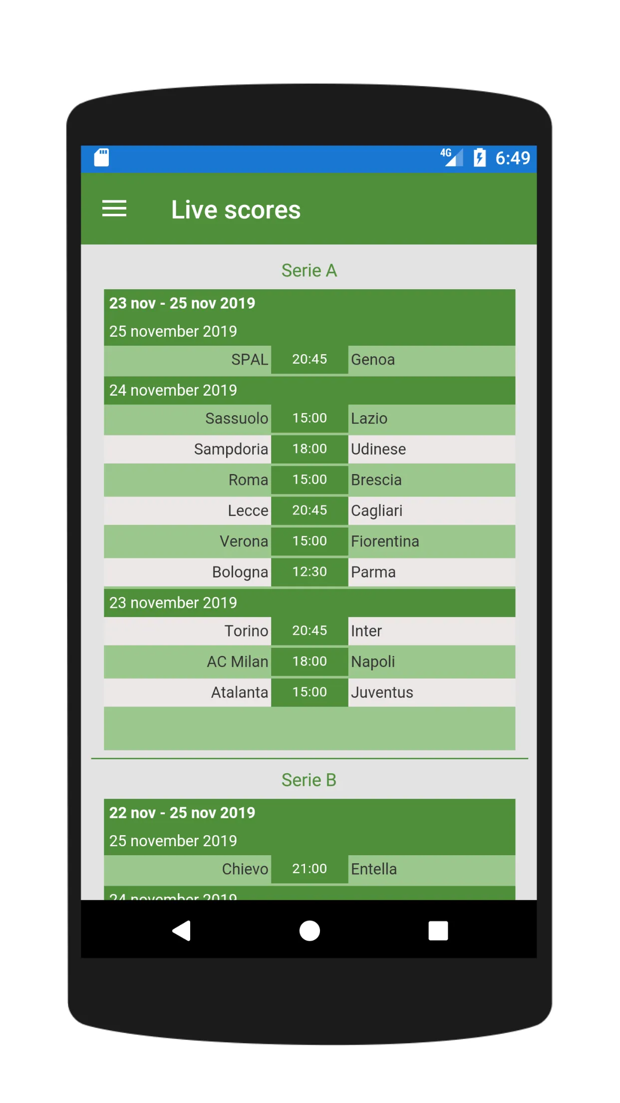 Italian Soccer Live | Indus Appstore | Screenshot