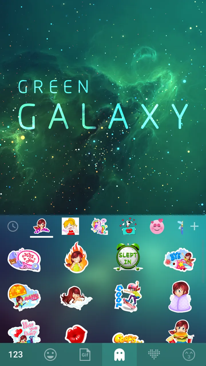 Green Galaxy Keyboard Theme | Indus Appstore | Screenshot