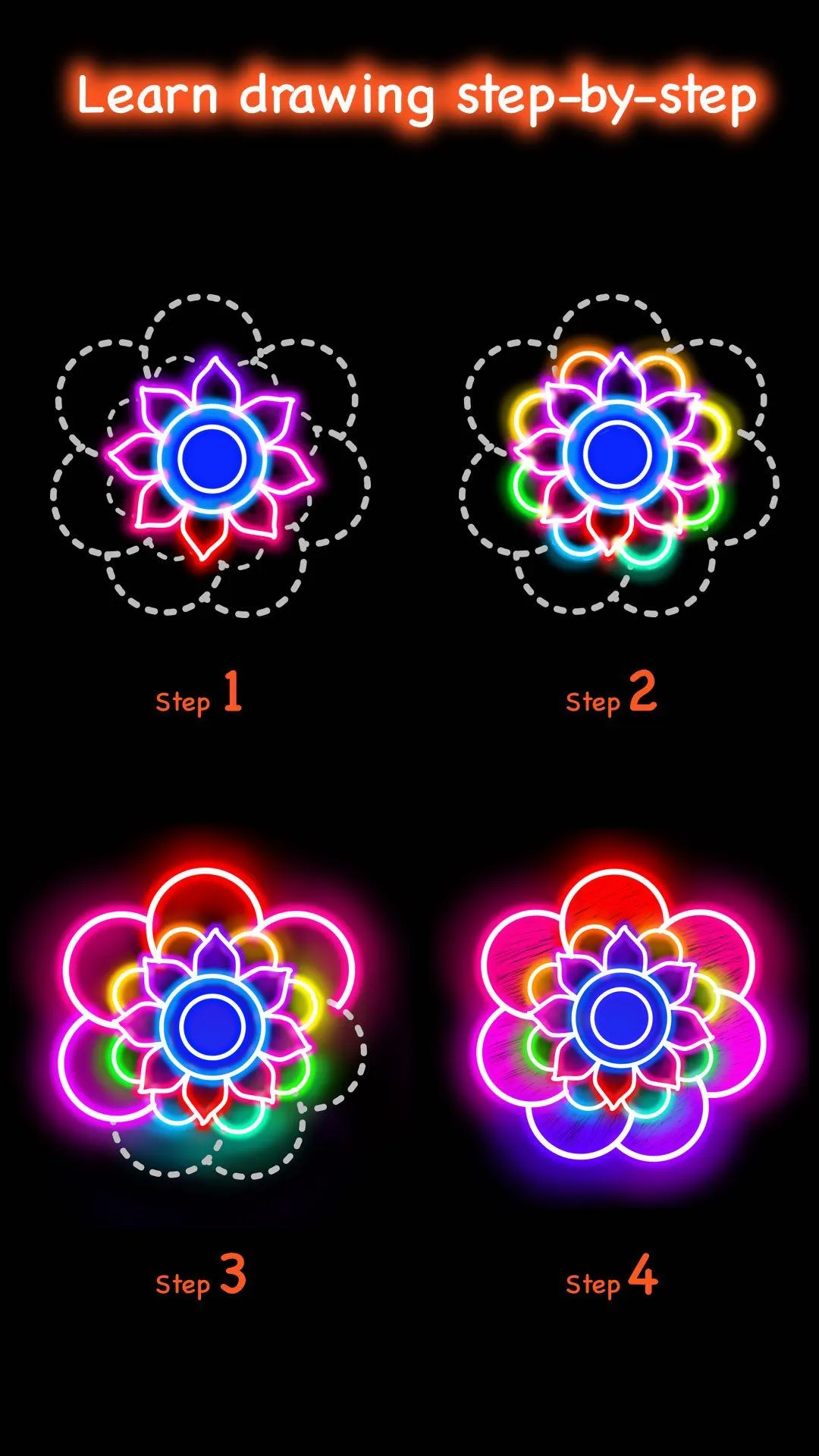 Learn To Draw Glow Flower | Indus Appstore | Screenshot