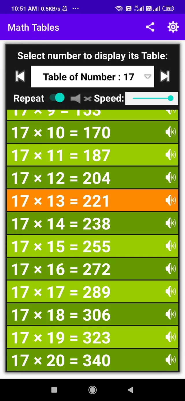 Math Tables - from 0 to 100 | Indus Appstore | Screenshot