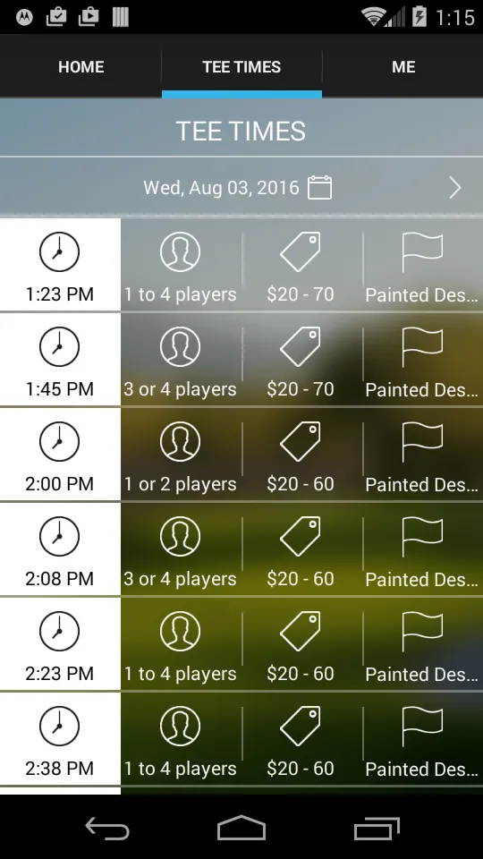 Painted Desert Tee Times | Indus Appstore | Screenshot