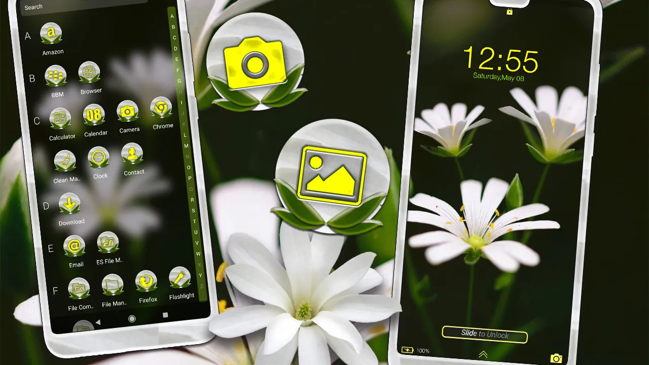 White Petaled Flower Theme | Indus Appstore | Screenshot