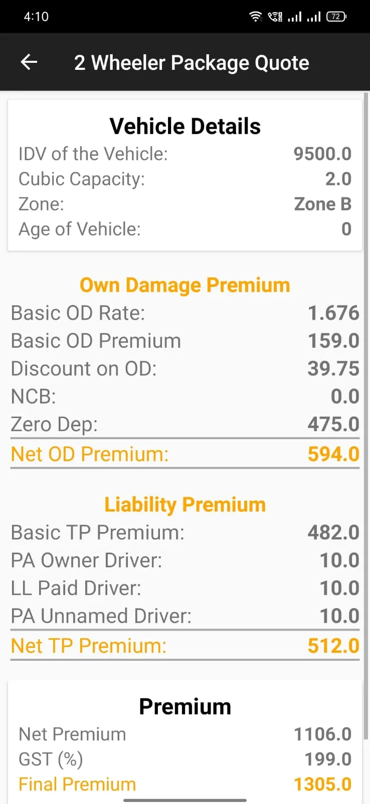 Insurance Premium Calculator | Indus Appstore | Screenshot