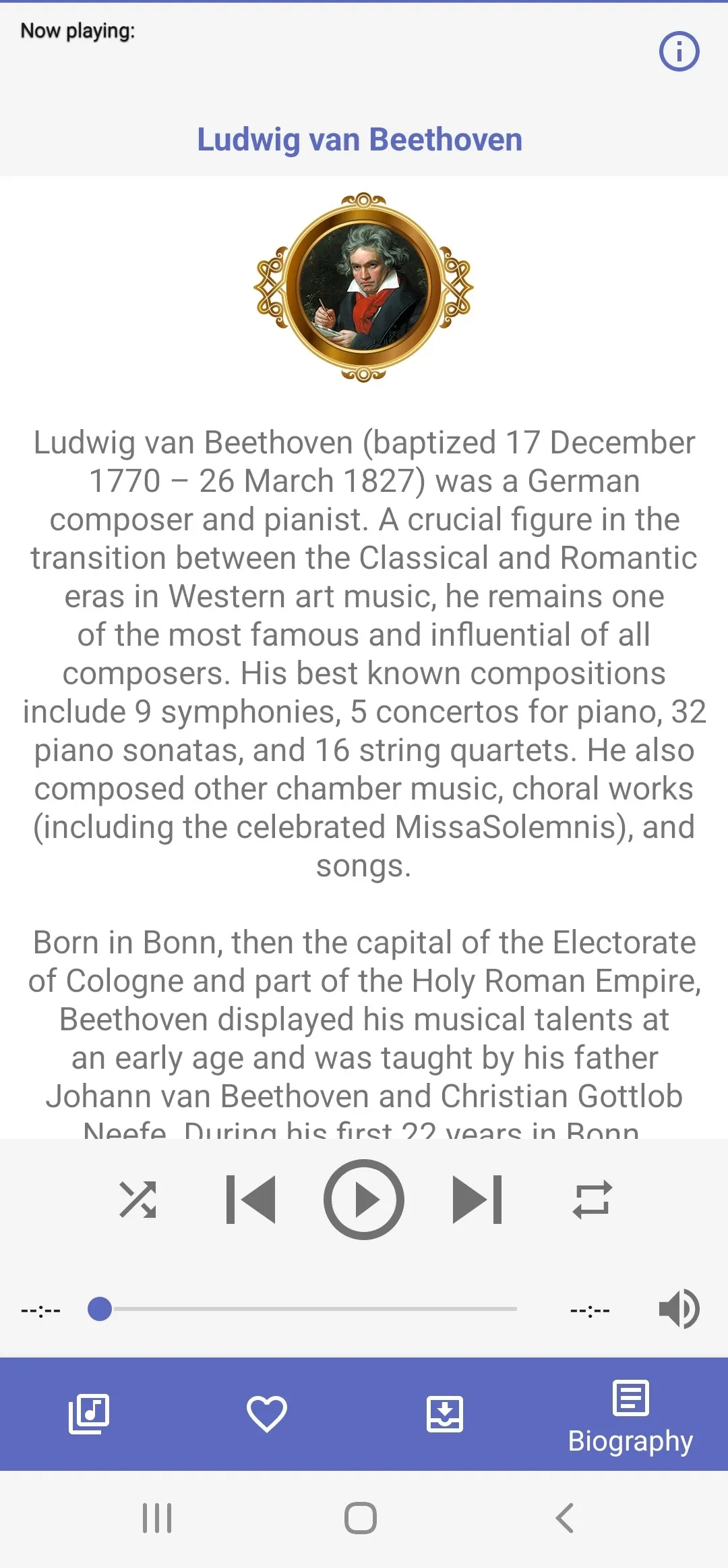 Ludwig van Beethoven Music | Indus Appstore | Screenshot