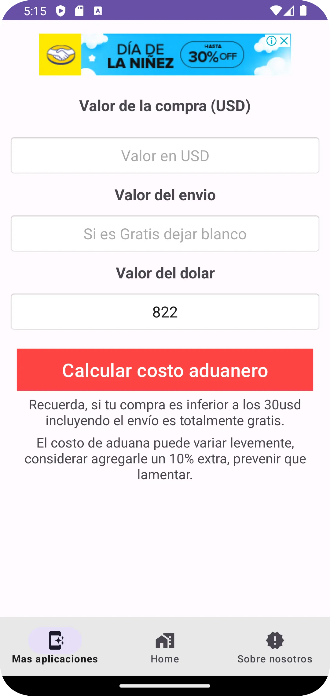 Calculadora Aduana Chile | Indus Appstore | Screenshot