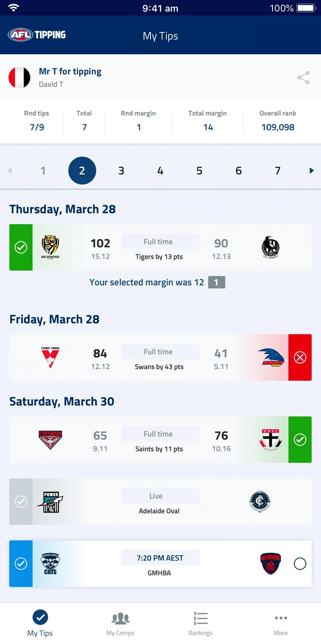 AFL Tipping | Indus Appstore | Screenshot