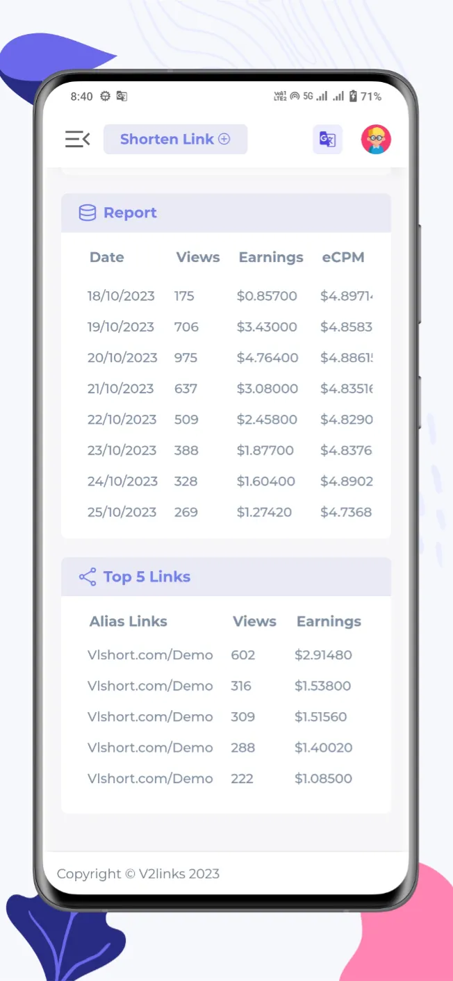 V2Links: Share Link & Earn | Indus Appstore | Screenshot