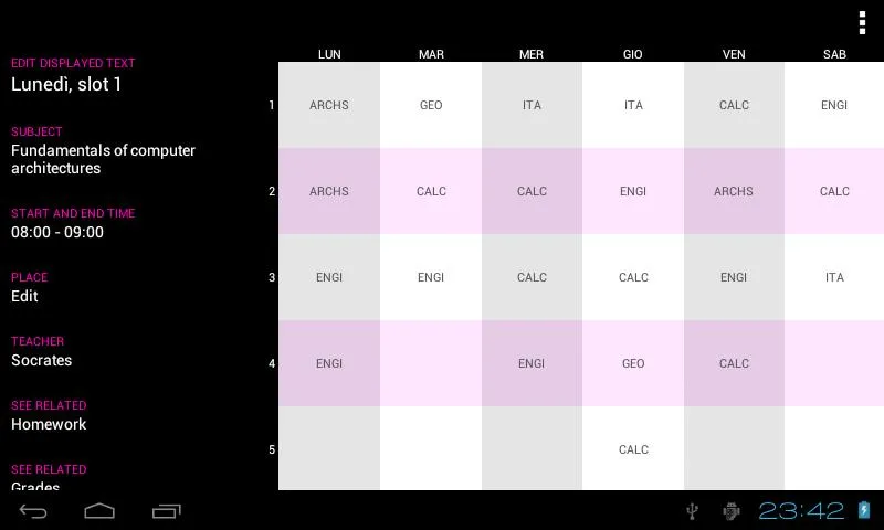 Abbecedario Timetable | Indus Appstore | Screenshot