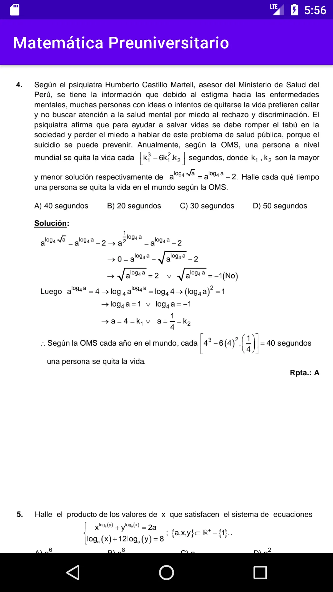 Matemática Preuniversitario | Indus Appstore | Screenshot