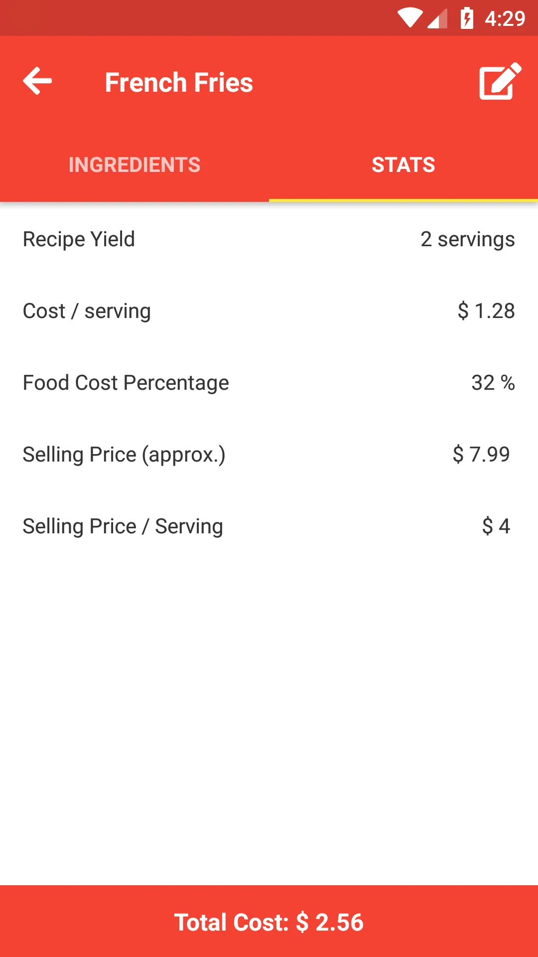 Food Cost Calculator | Indus Appstore | Screenshot