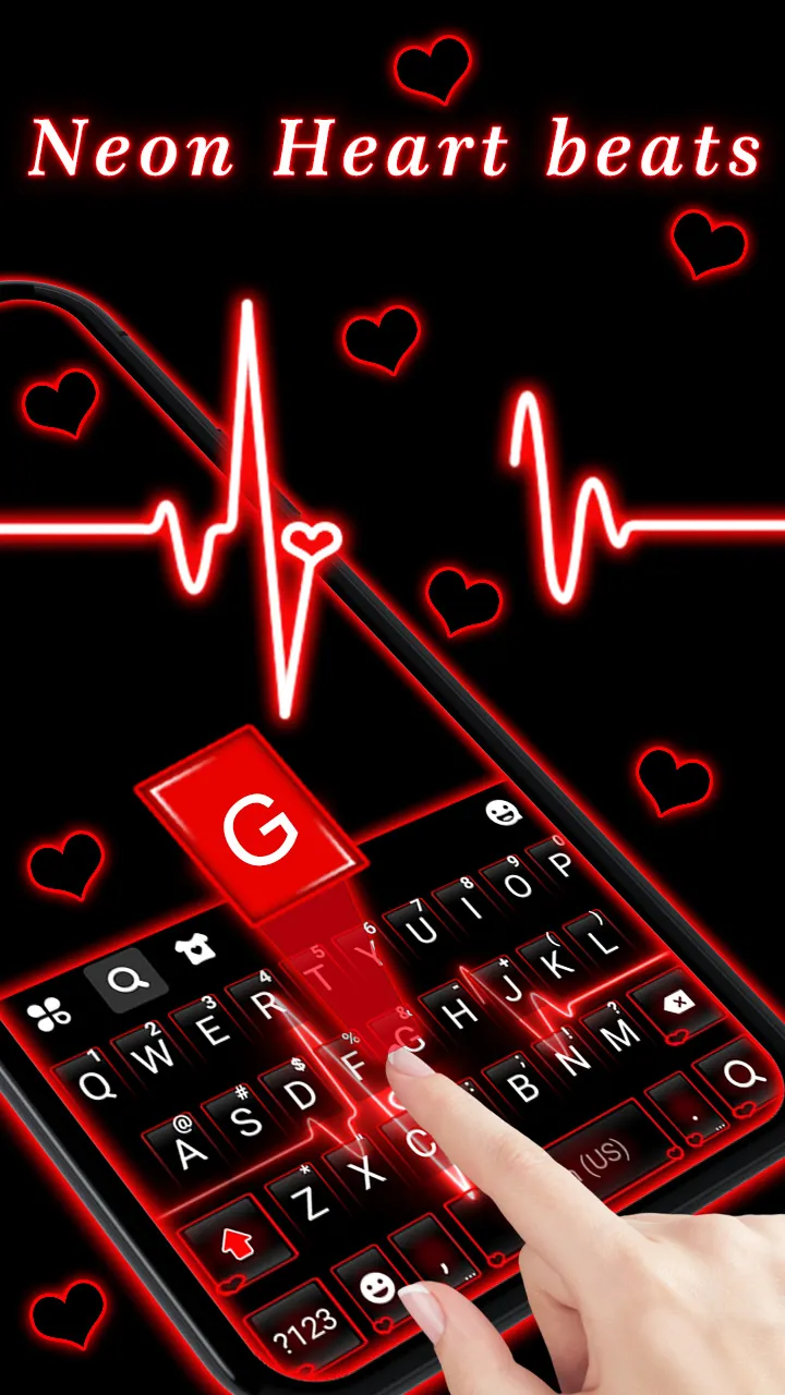 Neon Red Heartbeat Theme | Indus Appstore | Screenshot