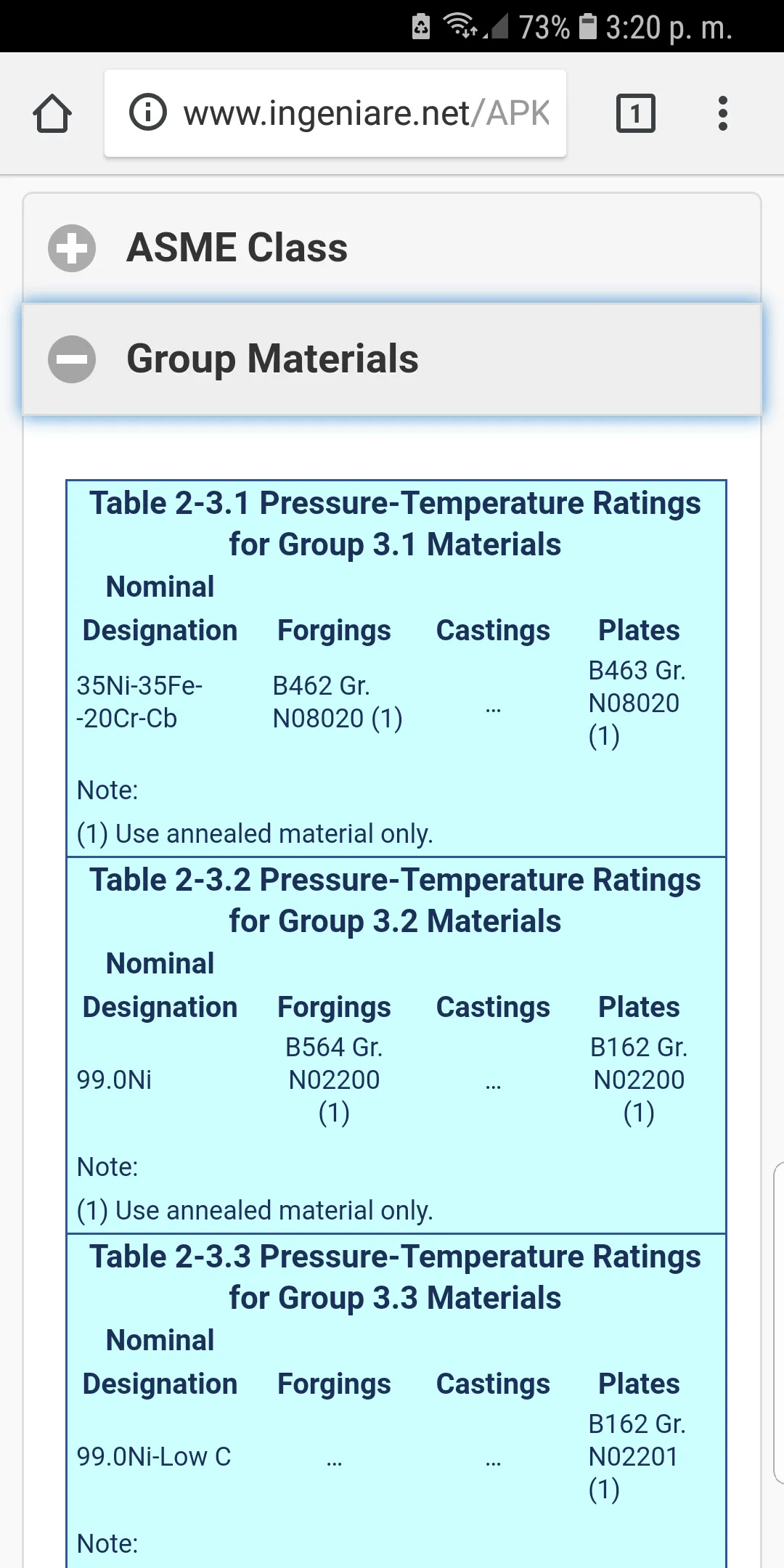 ASME B16.5 Group 3.1 to 3.19 S | Indus Appstore | Screenshot