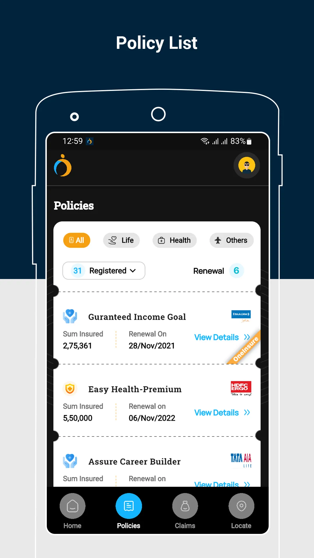 OneInsure: Your Insurance App | Indus Appstore | Screenshot